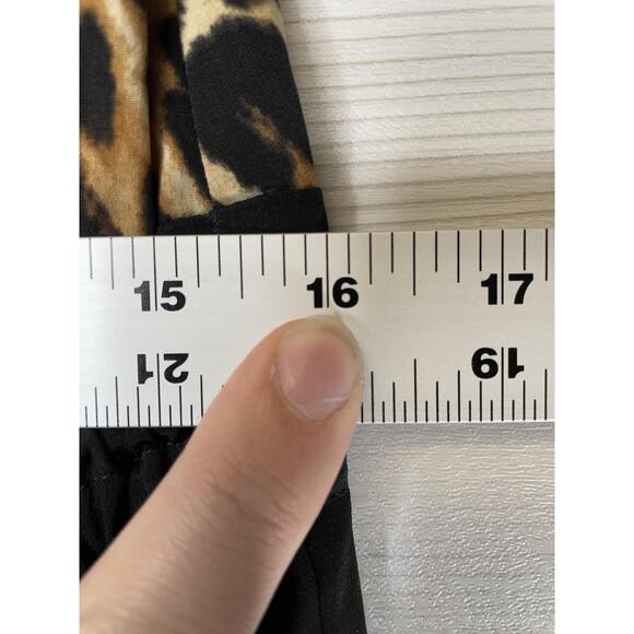 Express Jumpsuit Womens Medium Black Leopard Strapless Drawstring Waist Pockets - Picture 5 of 10